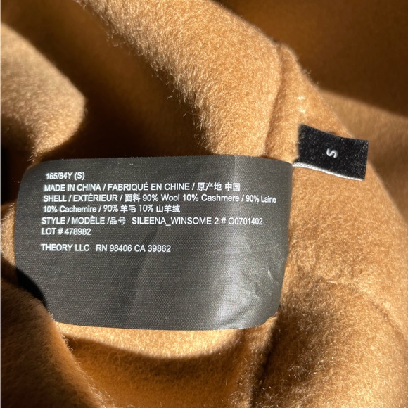 Theory Sileena Jacket Wool Cashmere Size S Camel Tan Quiet Luxury Fall Winterr - Picture 9 of 11
